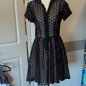 BCBG Black Eyelet Mini Dress